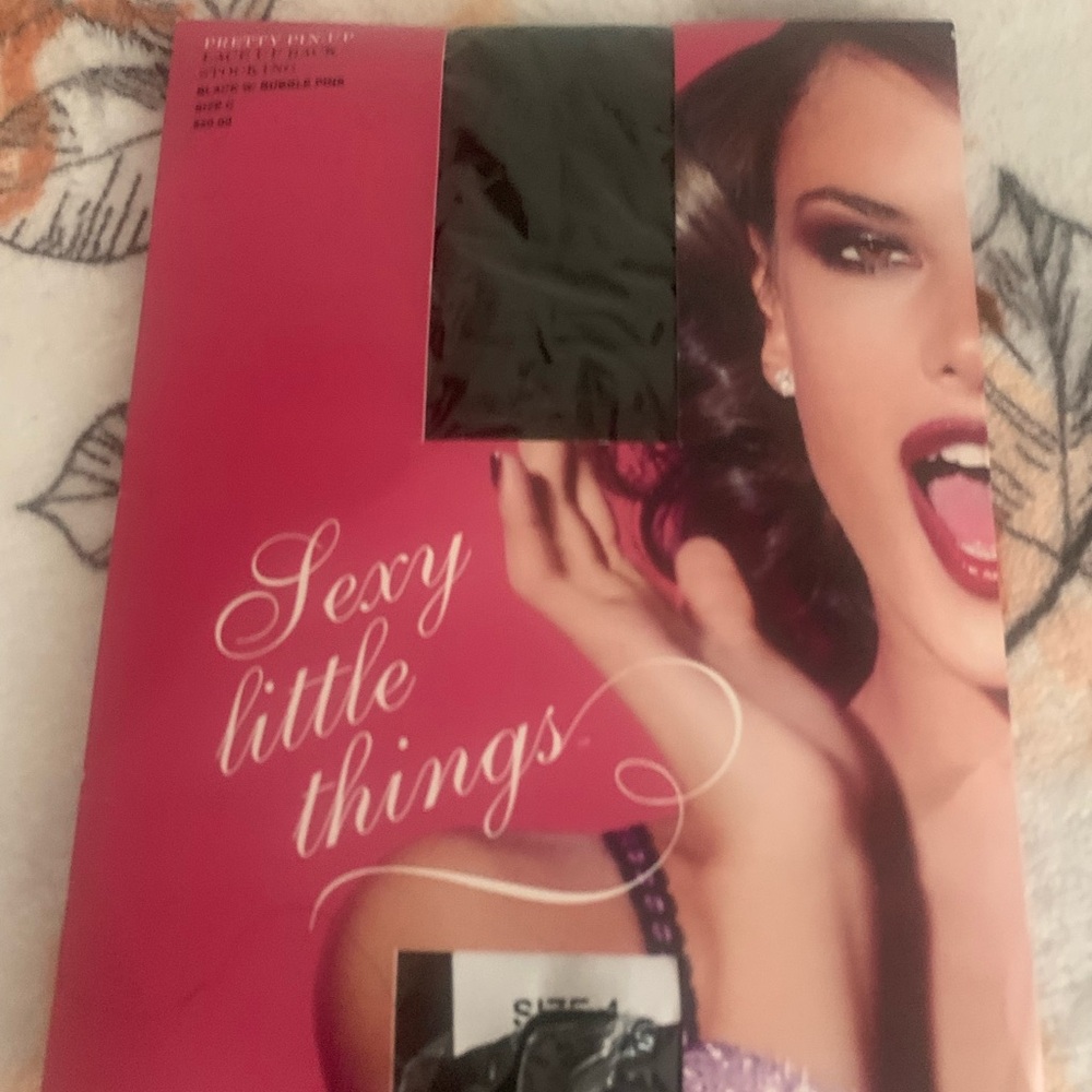 Victoria Secret Sexy Little Things pretty pin up Lace Up Back Stocking